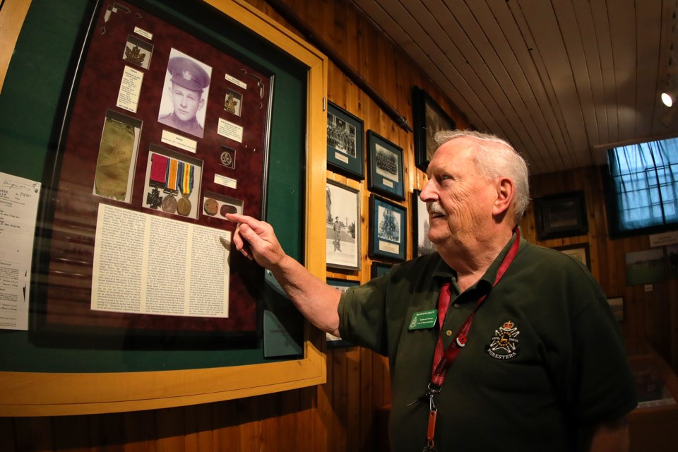 Curator of the Grey and Simcoe Foresters Regimental Museum, retired Major Peter Lister, proudly shares its history with anyone who wants to listen, as he discusses the short but heroic life of Tommy Holmes who was awarded the Victoria Cross at 19 years of age. Kevin Lamb for BarrieToday
