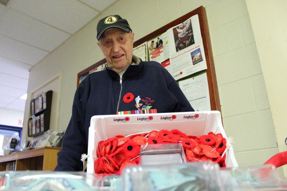 Will Dwyer, a Second World War veteran and one of the top sellers for the Royal Canadian Legion's Barrie branch, is shown in a file photo. Dwyer passed away on Sunday. Raymond Bowe/BarrieToday