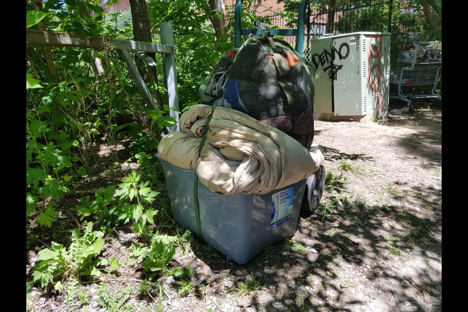 A homeless encampment in Barrie. | BarrieToday files