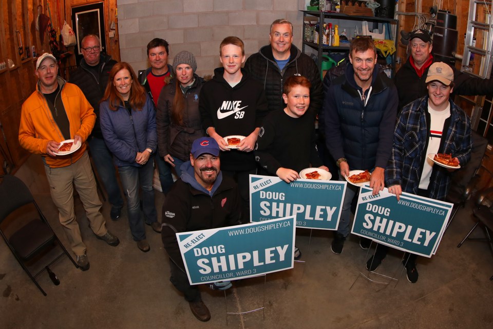Doug Shipley celebrated his election win with pizza in his garage with family and friends on Monday, October 22, 2018. Kevin Lamb for BarrieToday.