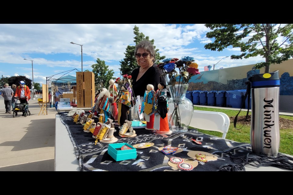 Vendors sold Indigenous items at Meridian Place on Wednesday, June 29, 2022.