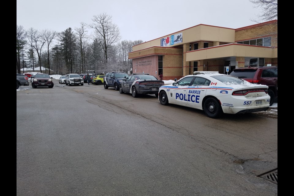 There was a heavy police presence at Nouvelle-Alliance high school Monday following a weapons call on Monday, Jan. 27, 2020. Shawn Gibson/BarrieToday