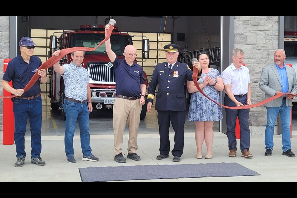 The Shanty Bay Fire Station at 300 Line 3 South, was officially opened on Friday with a 'ribbon cutting' of a fire hose.