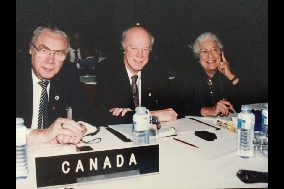 Edna Anderson, right, served as MP of Simcoe Centre from 1988 to 1993. Contributed image