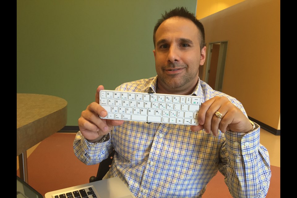 Randy Micallef holds The Goby pocket keyboard. 
Sue Sgambati/BarrieToday