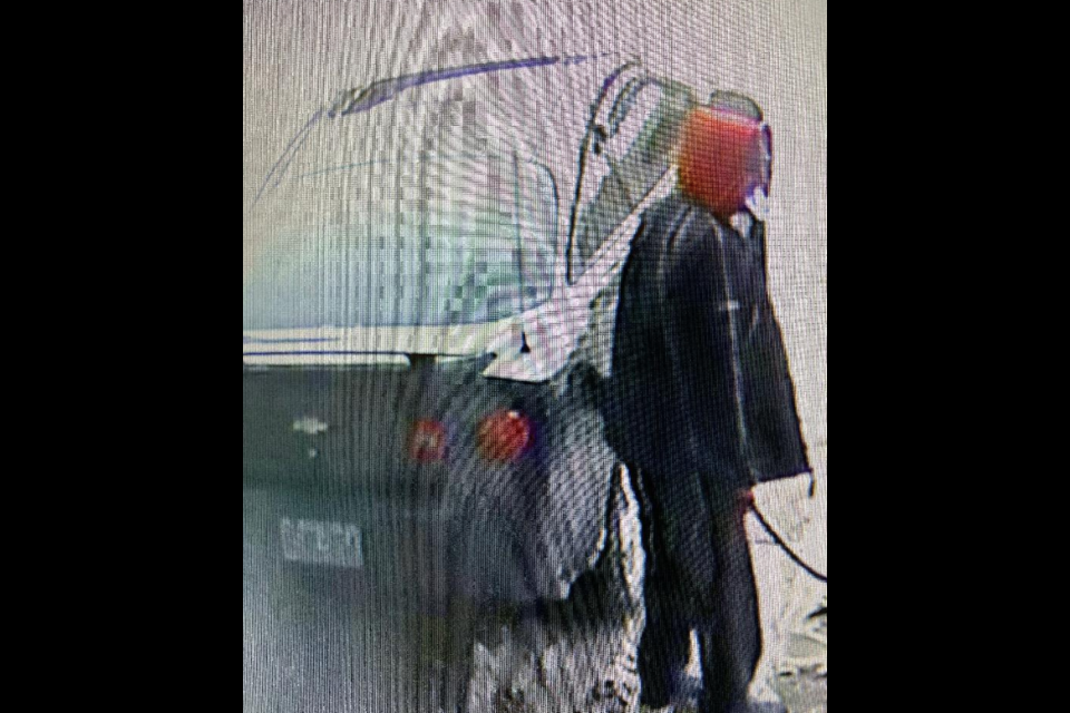 Barrie police released this surveillance photo of a suspect wanted in connection to the theft of gas from an Anne Street business. Image supplied