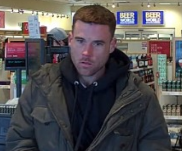 Barrie police released this image of a male suspect wanted in connection to a theft from a local LCBO store. Image supplied