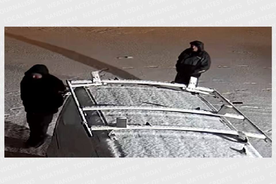 Barrie police have released surveillance images of two people wanted in connection to a trailer theft on Patterson Road. 