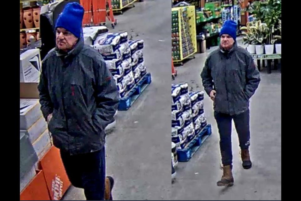 Barrie police have released these surveillance images of a man suspected of stealing several items, valued at more than $5,000. 