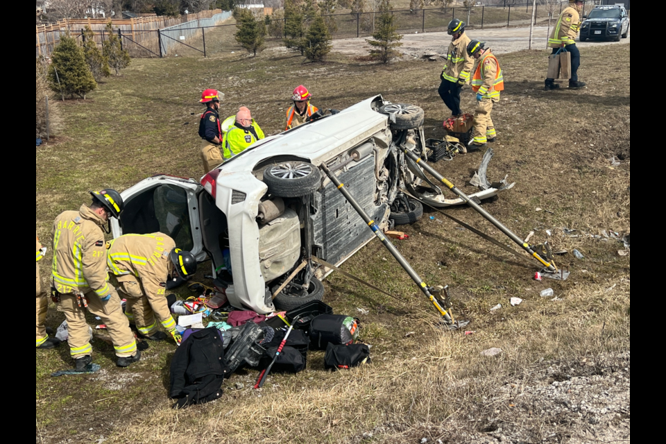 Emergency crews were called to a single-vehicle rollover on Fairview Road in south-end Barrie, Thursday afternoon. 