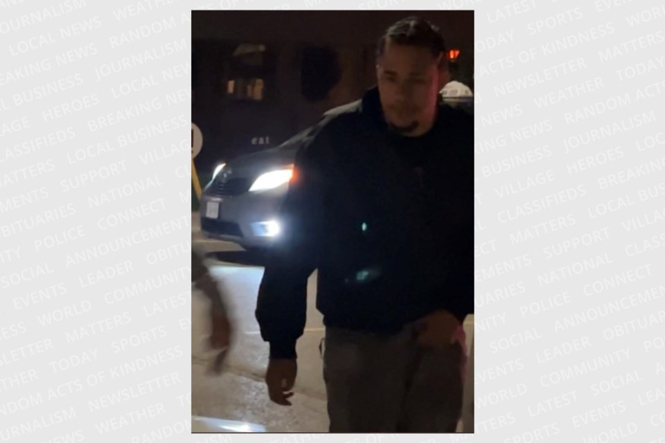 Barrie police have released this image of a man wanted in connection to a downtown assault on Oct. 3.