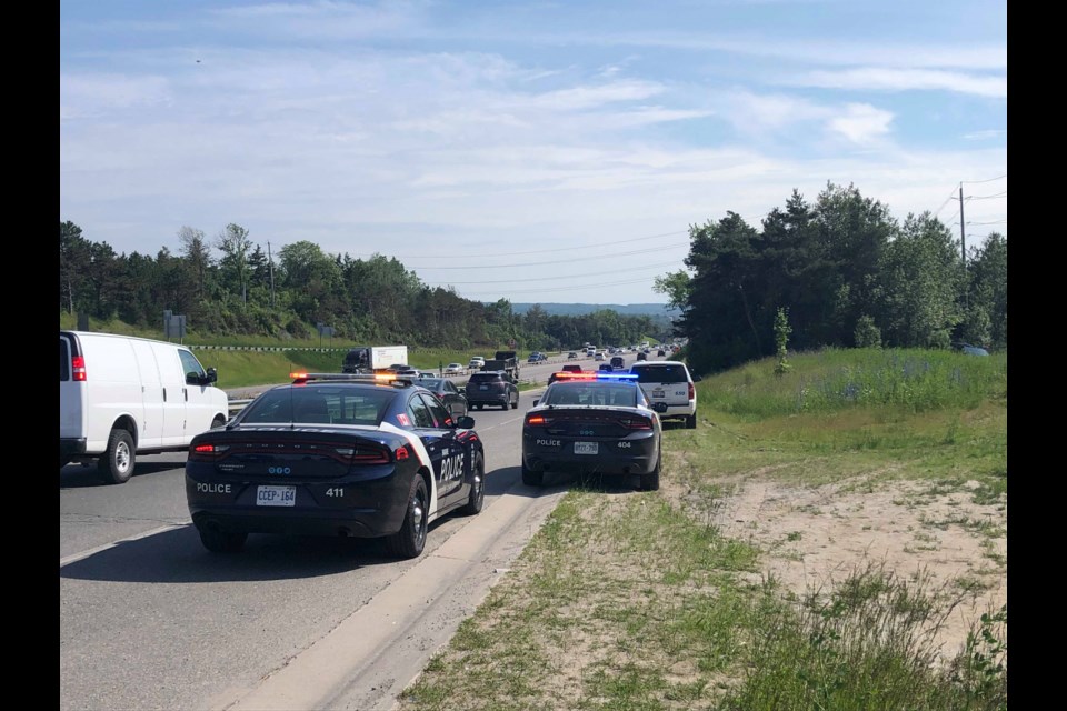 Barrie police are investigating after the body of an adult was found this afternoon (June 24, 2019) in a wooded area near Highway 400 and Bayfield Street. Jenni Dunning/BradfordToday