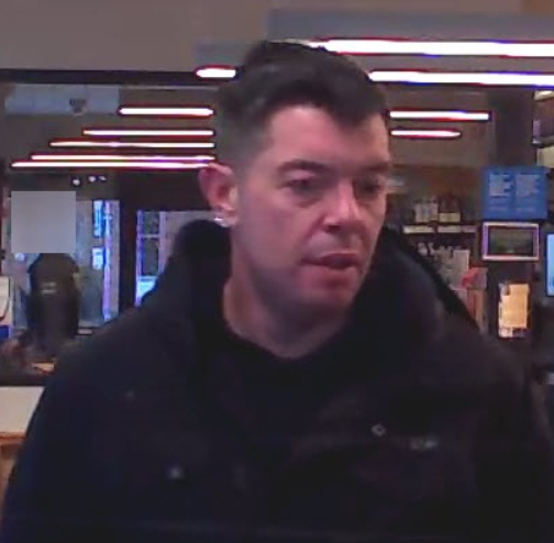Barrie police have released this surveillance image of a man wanted in connection to a series of liquor thefts from the Mary Street LCBO on Sunday and Monday. Photo supplied