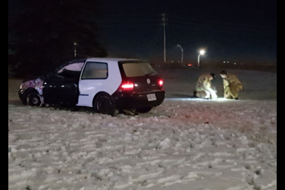 Police are investigating a single-vehicle rollover on Wednesday night along Georgian Drive, which is closed indefinitely near the Georgian College entrance. Shawn Gibson/BarrieToday