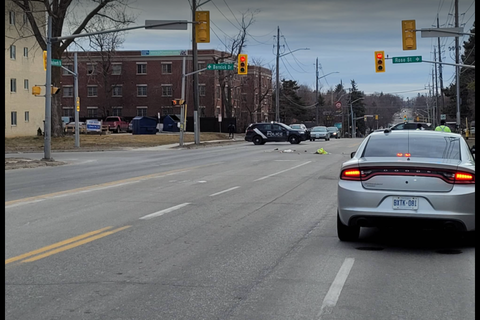 Barrie police investigate Tuesday afternoon following a fatal collision involving a pedestrian on Duckworth Street. 