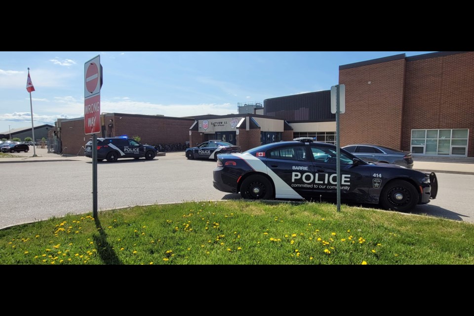 There was a heavy police presence at Eastview Secondary School in Barrie on Tuesday following a threat.