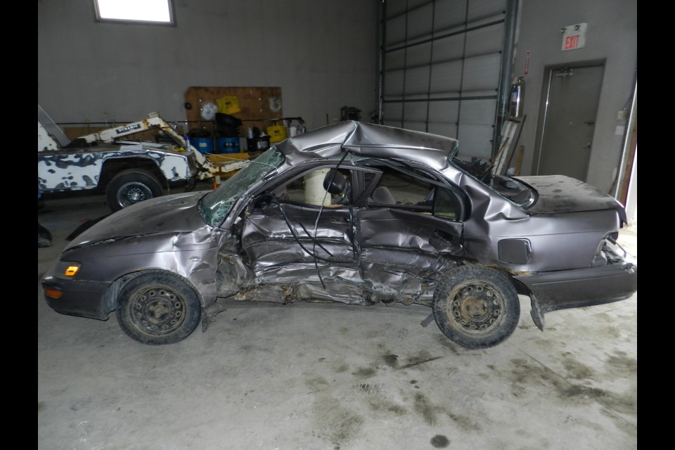 Theresa Van Wieren-Wisch's Toyota Corolla following the crash that claimed her life.   Court exhibit photo                          