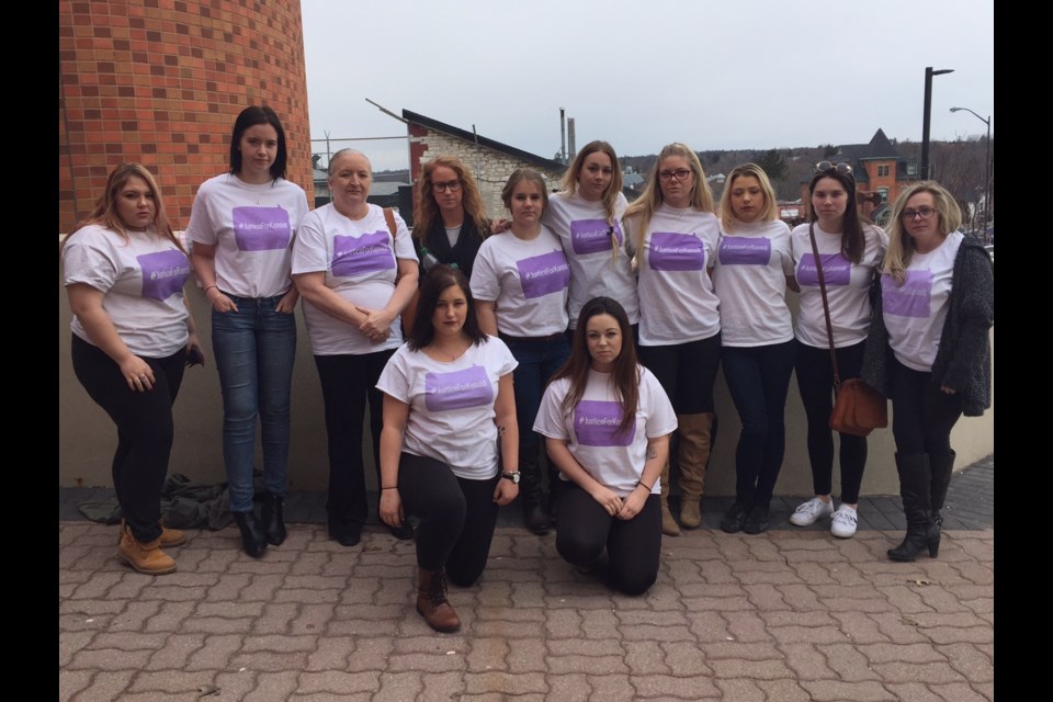Kassidi Coyle's mom Judi, sister Chelsea and some friends of the young woman attended court in Barrie on March 30, 2017. About 20 young women in total showed up in support of Kassidi and her family.
Photo courtesy Chelsea Coyle