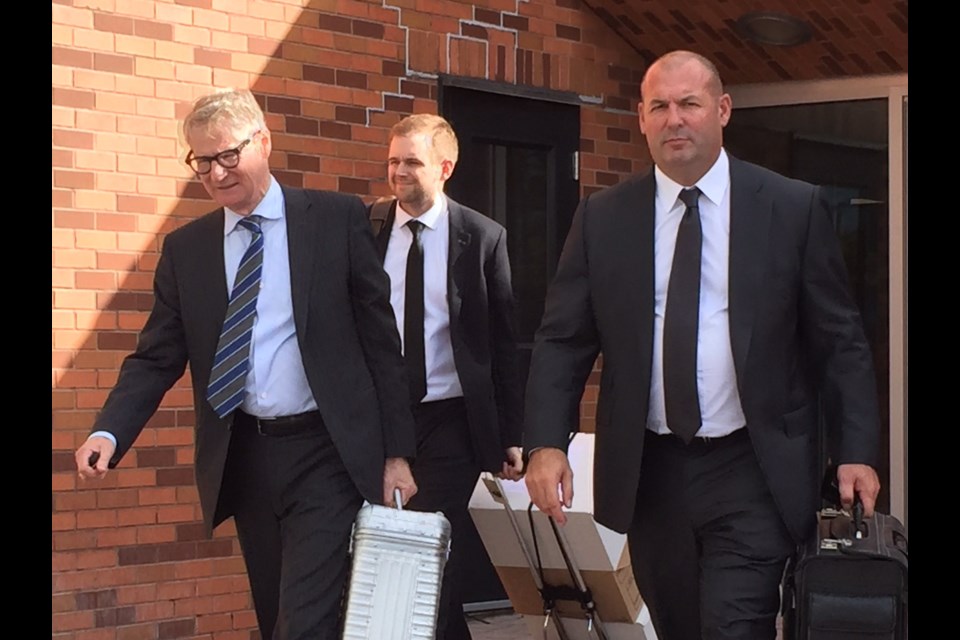 Defence lawyers Terry Hawtin, left, and Peter Brauti right and associate Alex Alton represent two young men on trial for an alleged street racing death.
Sue Sgambati/BarrieToday