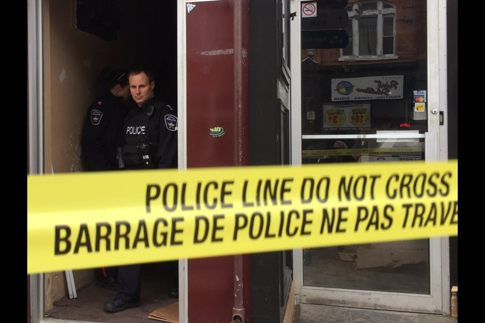 Barrie Police officers at the apartment where a man was arrested early this morning.
Sue Sgambati/BarrieToday