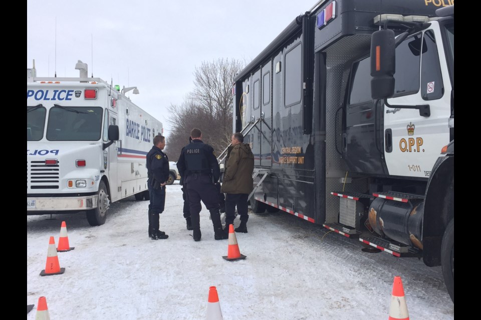 OPP Mobile Command Vehicle joined the Barrie Police Command Post at the Calvary Community Church on 5th/6th Line.
Sue Sgambati/BarrieToday