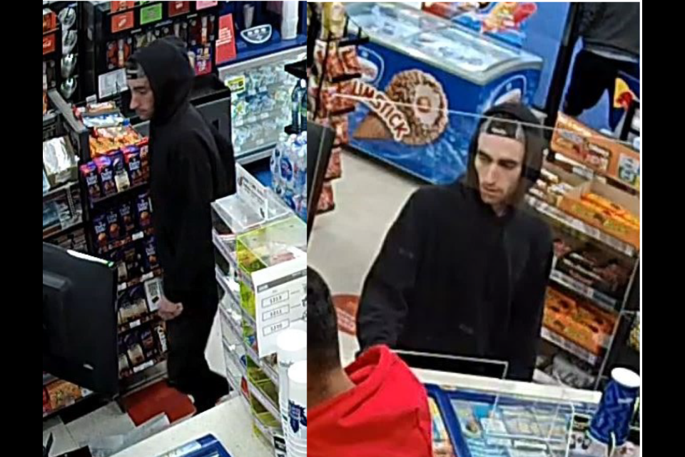 Police provided photos show a suspect in a theft and fraud case in New Tecumseth