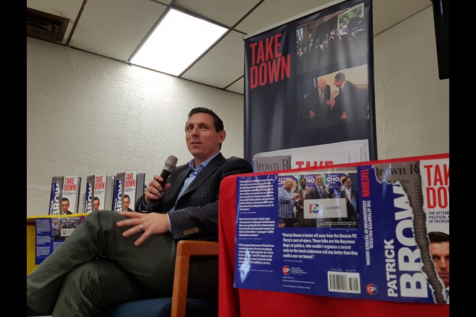 Former provincial PC leader and current mayor of Brampton, Patrick Brown finished his speech at the Barrie Legion on Saturday by telling Barrie people he still has allianced to some of his hometown institutions - like the Colts. Shawn Gibson/BarrieToday