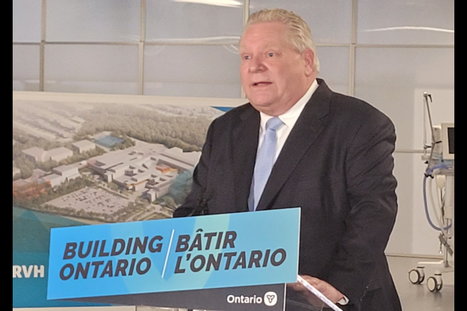 Premier Doug Ford speaks at Royal Victoria Regional Health Centre in Barrie on Friday, March 11, 2022.