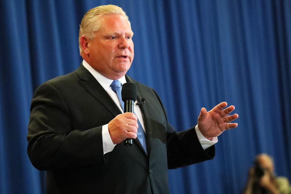 Ontario Premier Doug Ford speaks at a rally in Barrie in this file photo. Kevin Lamb for BarrieToday