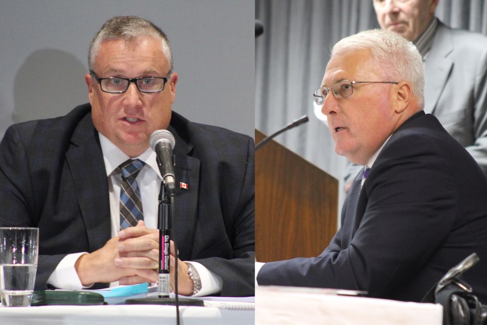 Barrie-Springwater-Oro Medonte MP Doug Shipley (left) and Barrie-Innisfil MP John Brassard are shown in BarrieToday file photos.