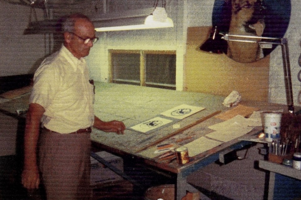 Joe Owen Sr., the original owner of Owen Signcraft, works on a project in this undated photo. 