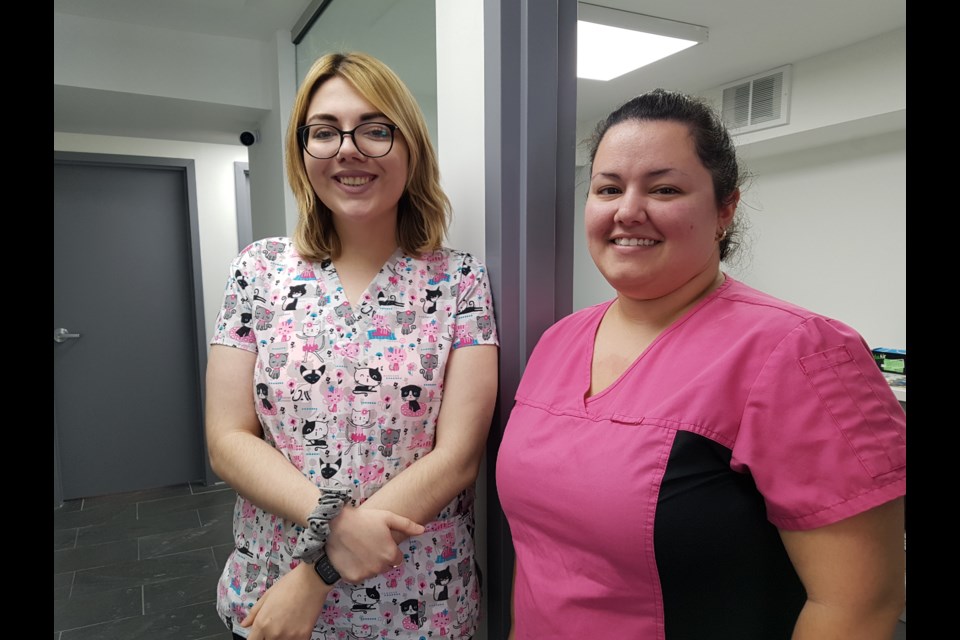 Krista Piper (left) and Nicole Gould are the friendly faces at the new addictions services centre, Simcoe Recovery. Shawn Gibson/BarrieToday