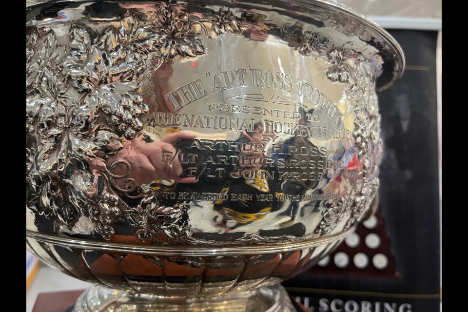 The Art Ross Trophy for the NHL's leading scorer was part of a Hockey Hall of Fame exhibit that visited the Tanger Outlet Mall in Innisfil this weekend. 