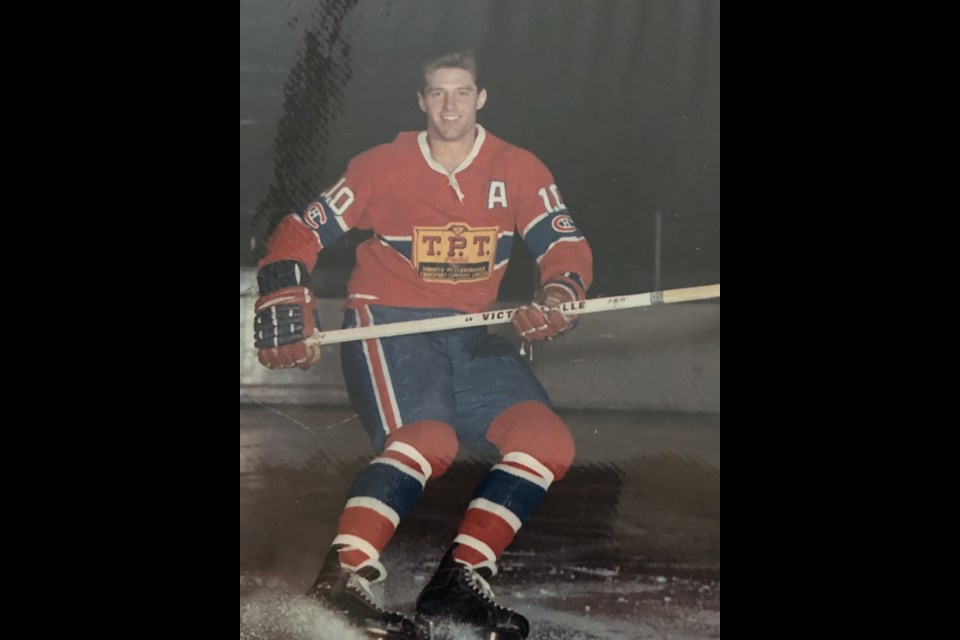 Garry Monahan in Peterborough with the Petes in 1965-66, where he played for three seasons after his selection by Montreal in 1963.