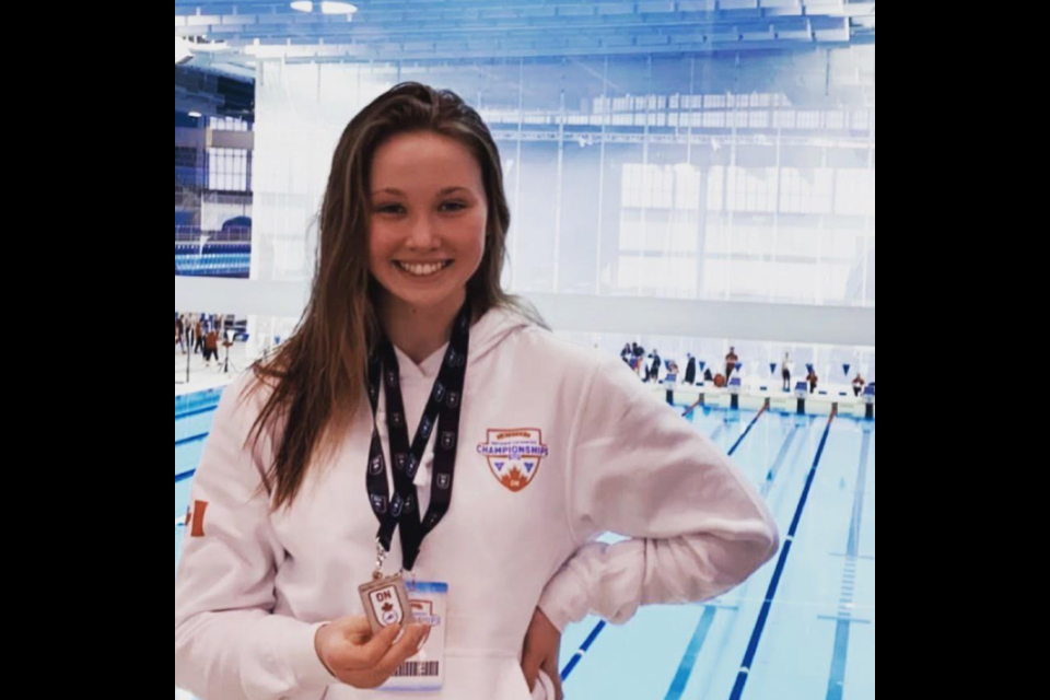 Barrie Trojan swimmer Emma-Lee Jacques won silver in the 1,500-metre freestyle. Photo provided by the Barrie Trojan Swim Club