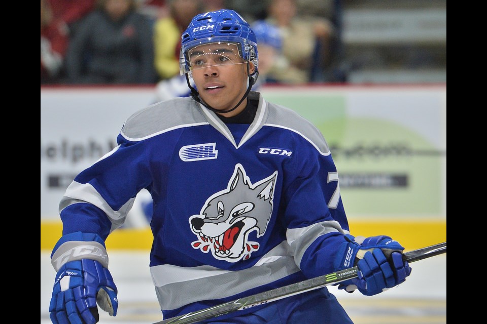 Isaak Phillips of the Sudbury Wolves. Terry Wilson/OHL Images