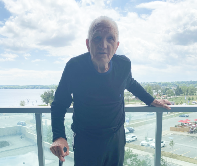 Former Montreal Canadiens  forward Paul Masnick poses for a picture in his Barrie waterfront condo. 
