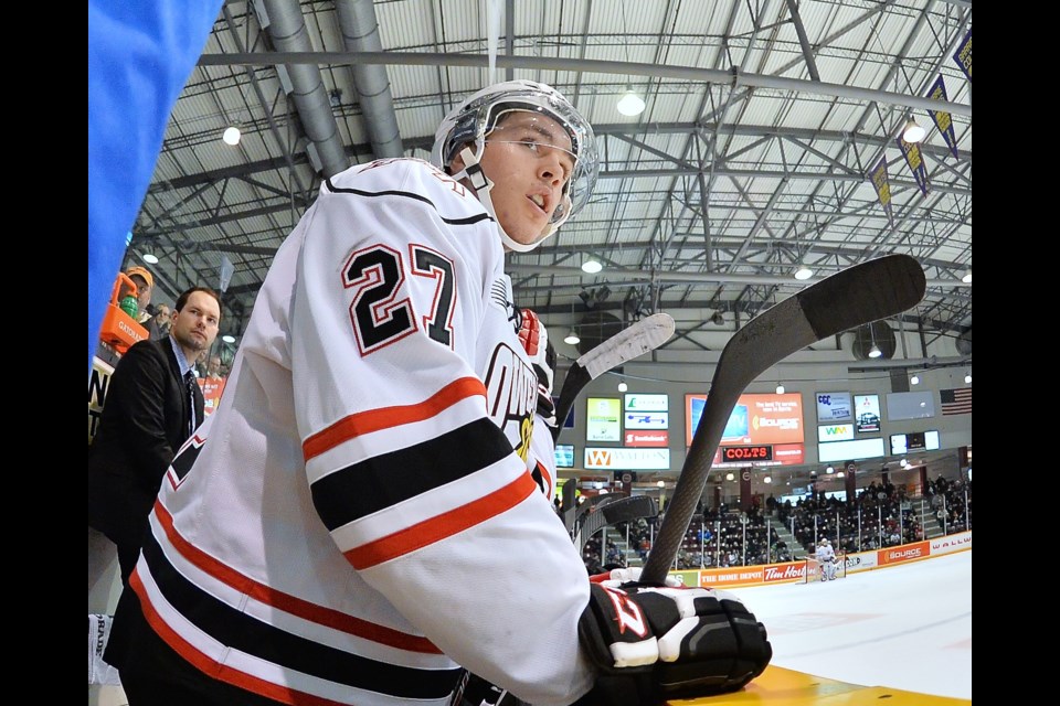 Barrie native Zach Nastasiuk is shown in a file photo from the 2013-14 OHL season with the Owen Sound Attack. 