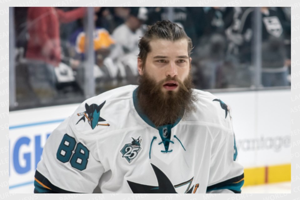 Brent Burns is shown in a file photo as a member of the San Jose Sharks. The Barrie native is now patrolling the blue line for the Carolina Hurricanes.