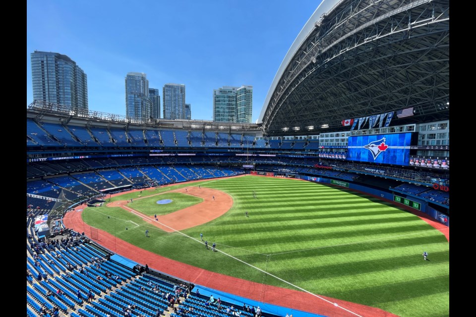 The Toronto Blue Jays get ready for some post-season baseball at the Rogers Centre, shown in a file photo. 