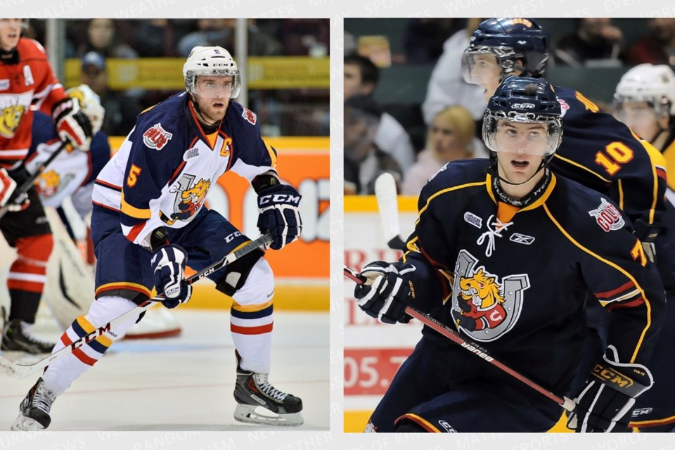 Defenceman Aaron Ekblad (left) and Alex Pietrangelo both patrolled the blue line for the Barrie Colts, but are now facing off in the Stanley Cup final.