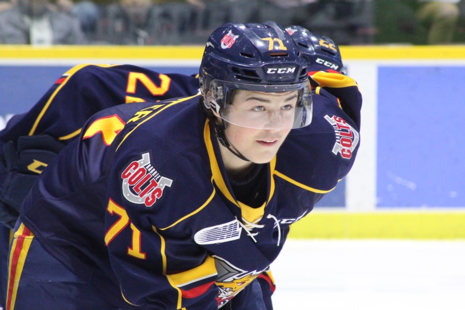 Barrie Colts forward Tyson Foerster is shown in a file photo from 2019. Raymond Bowe/BarrieToday 