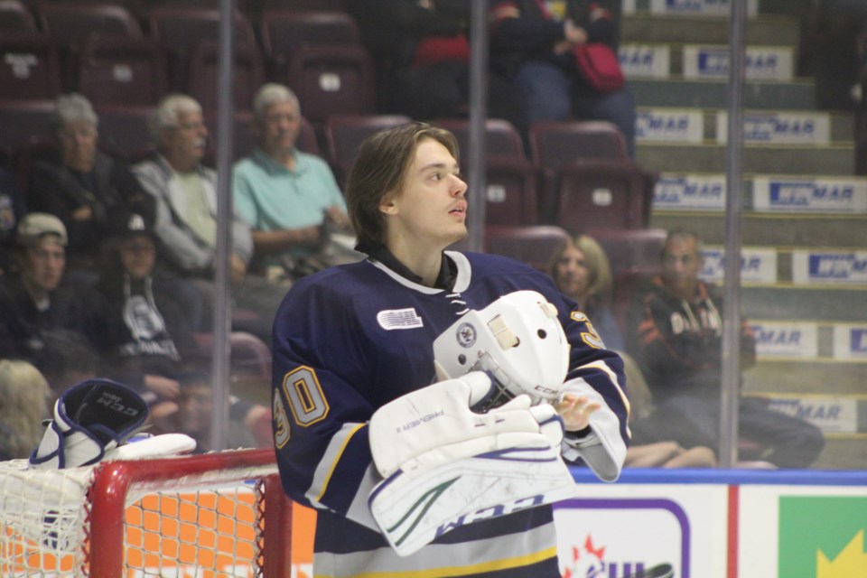 Barrie Colts goaltender Arturs Silovs, shown in a file photo, had a rough day against Peterborough on Sunday, March 1, 2020. Raymond Bowe/BarrieToday