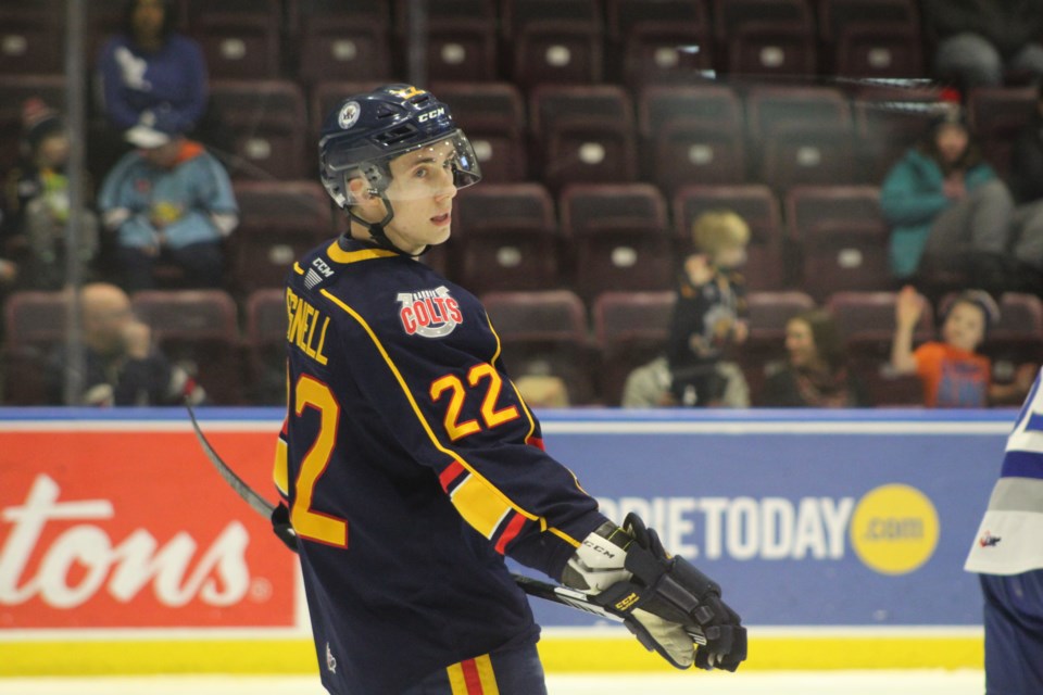 Barrie Colts forward Luke Bignell, seen in this file photo, scored his 13th of the season on Saturday against the Kingston Frontenacs. Raymond Bowe/BarrieToday
