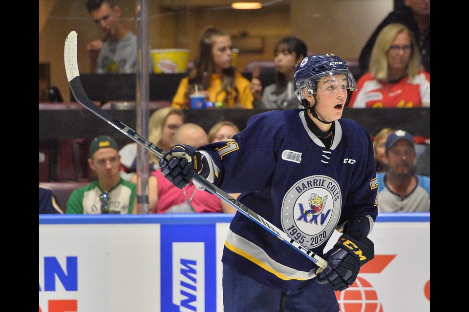 Barrie Colts forward Tyson Foerster. Terry Wilson/OHL Images