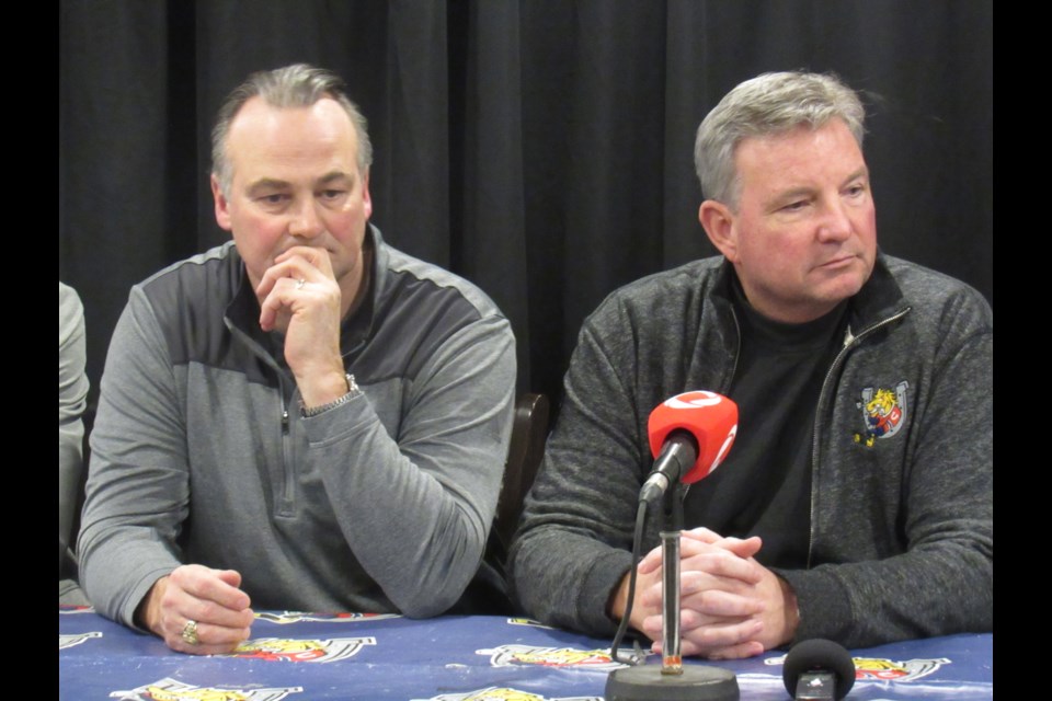 Dale Hawerchuk, left, and Marty Williamson hope to be the one-two punch to put the Colts back in playoffs. Shawn Gibson/BarrieToday                                   