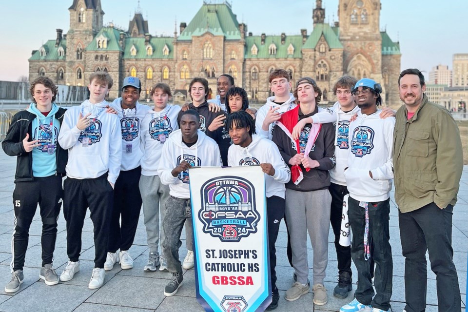 The St. Joseph's Jaguars senior boys basketball team won OFSAA gold in Ottawa on March 6, 2024.