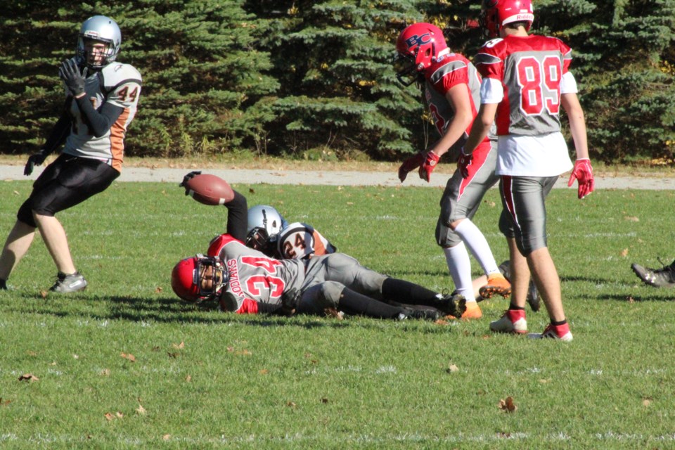 The Bear Creek Kodiaks defeated the Orillia Secondary School Nighthawks 28-6 in Simcoe County Athletic Association football playoff action Tuesday in Barrie. Raymond Bowe/BarrieToday
