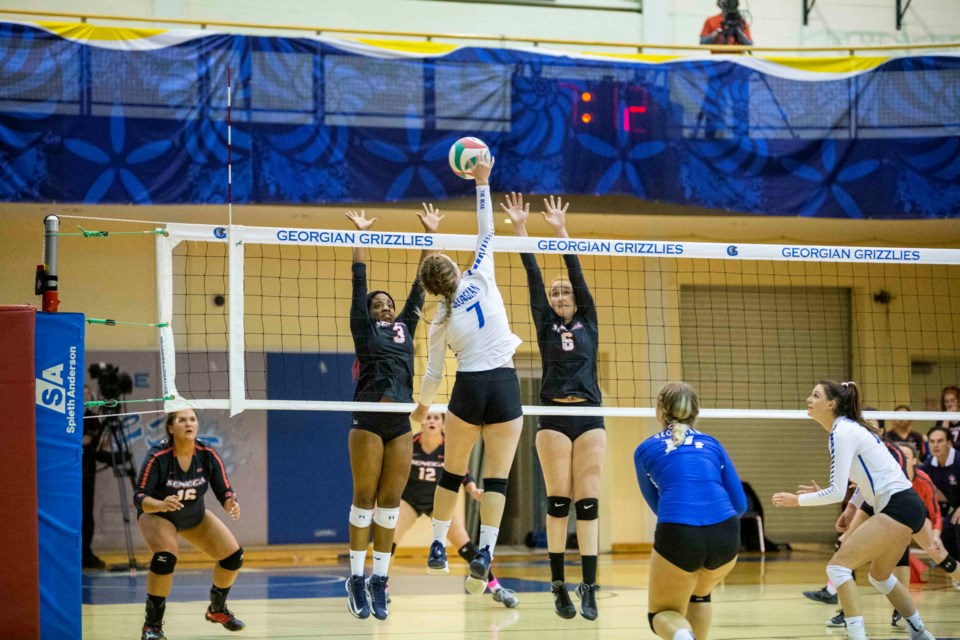 The Georgian Grizzlies women's volleyball team is shown in action during the 2018 season in this file photo.