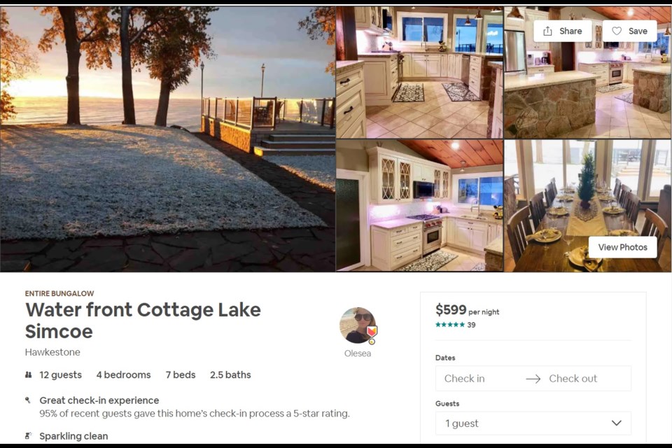 The Airbnb listing showing the property adjacent to Kim Pressnail's cottage. Screenshot from AirBnb
